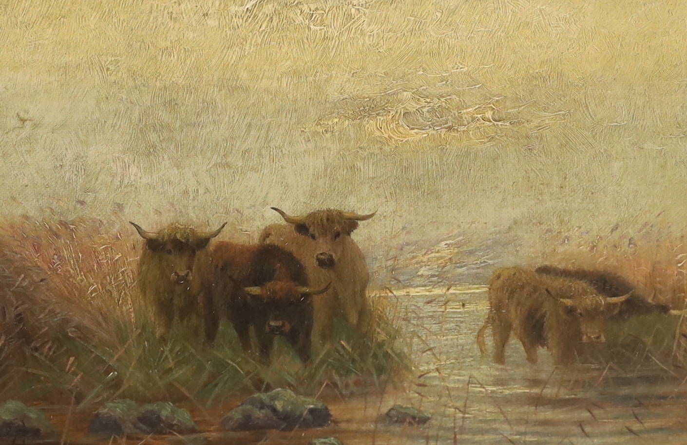 Sidney Pike (1858-1923), pair of oils on canvas, Scottish landscapes with Highland cattle, signed, 24 x 16cm